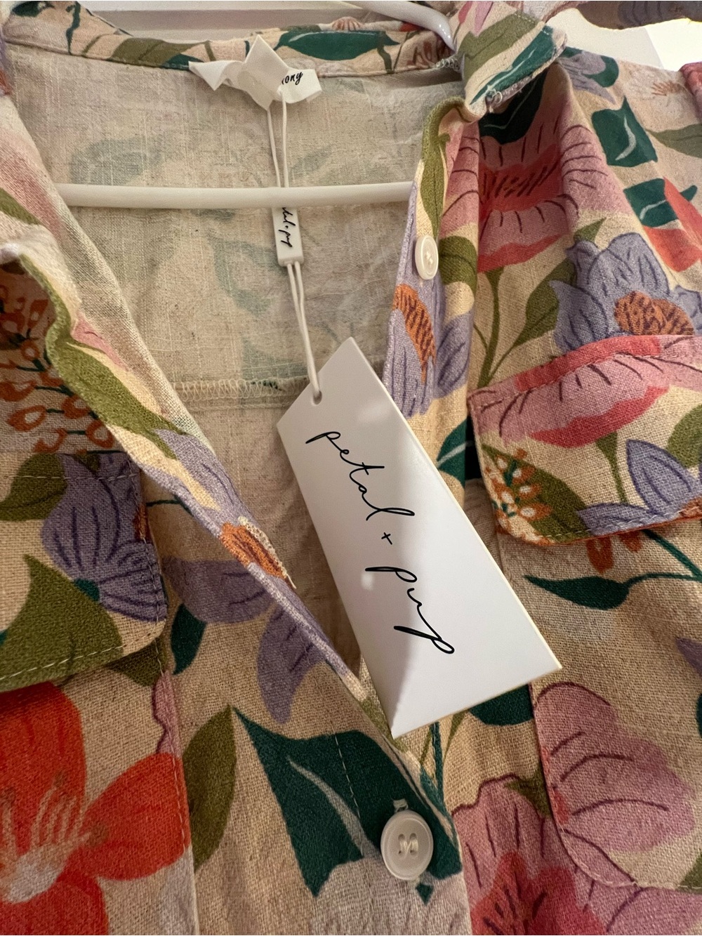 Petal & Pup Beige Floral Button-Front Dress with Pink, Purple & Green Blooms - Picture 2 of 6